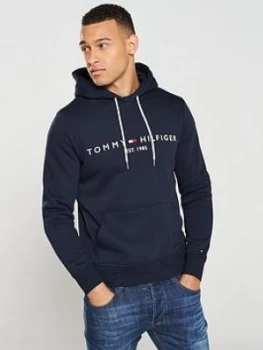 Tommy Hilfiger Logo Hoodie - Navy, Size L, Men