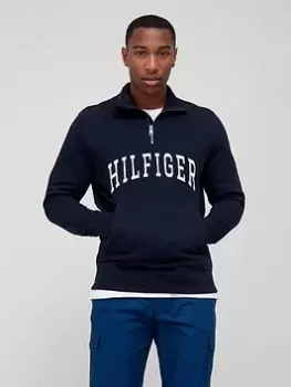 Tommy Hilfiger Hilfiger Log Quarter Zip Sweat - Desert Sky, Desert Sky, Size S, Men