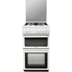 Hotpoint HAGL51P Double Oven 4 Burner Gas Hob Cooker