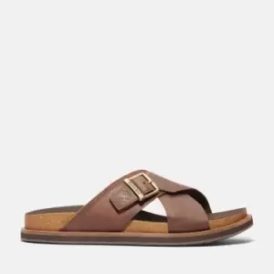 Timberland Amalfi Vibes Cross-strap Slide Sandal For Men In Brown, Size 12.5