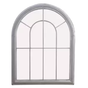 Arched Grey Garden Window Mirror