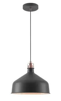 Medium Ceiling Dome Pendant, 1 x E27, Sand Black, Copper, White