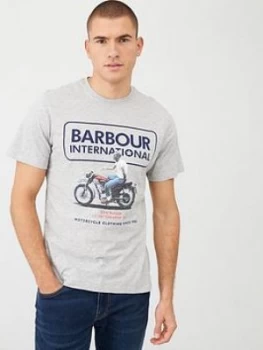 Barbour International Steve McQueen Relaxed Print T-Shirt - Grey Marl, Size S, Men