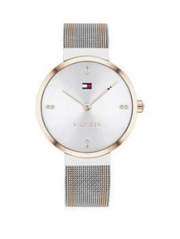 Tommy Hilfiger Liberty Bi Colour Stainless Steel Mesh White Sunray Dial Ladies Watch