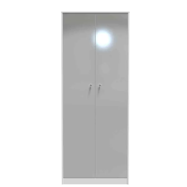 Welcome Furniture Ready Assembled Padstow 2 Door Wardrobe In Uniform Grey Gloss & White