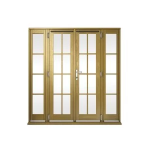 Wickes Albery Georgian Bar Solid Oak Laminate French Doors 6ft with 2 Side Lites 300mm