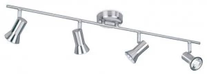 4 Light Spotlights Bar Brushed Steel, GU10