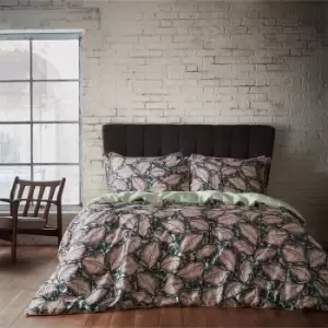 Magali Tropical Printed Cotton Sateen Piped Duvet Cover Set Mint, Mint / King