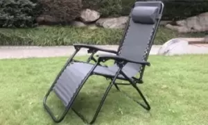 Garden Reclining Chair, Black with white frame