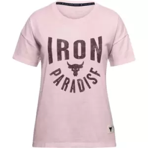 Under Armour Armour Project Rock Short Sleeve T-Shirt Junior Girls - Pink