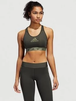 Adidas Don't Rest Alphaskin Badge Of Sport Bra, Khaki, Size XS, Women