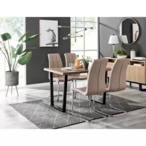 Kylo Brown Wood Effect Dining Table & 4 Cappuccino Murano Chairs - Cappuccino