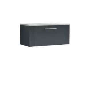 Nuie Deco 800mm Wall Hung Single Drawer Vanity & Bellato Grey Laminate Top - Satin Anthracite