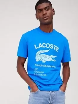 Lacoste Large Logo T-Shirt - Blue, Size 2XL, Men