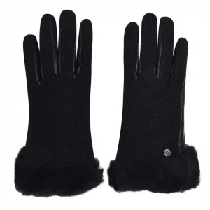 Ugg Fabric and Leather Shorty Gloves - Black BLK