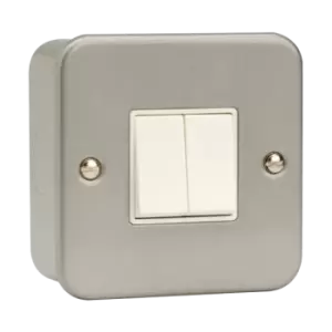 Click Scolmore Essentials Metal Clad 2 Gang 2 Way 10A Switch (No K/O) - CL012B