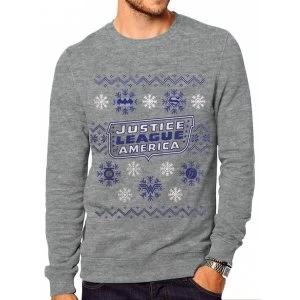 DC Originals - Justice League Xmas Mens Small Jumper - Grey