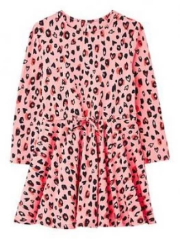 Joules Girls Fiona Leopard Print Jersey Dress - Pink, Size 3 Years, Women