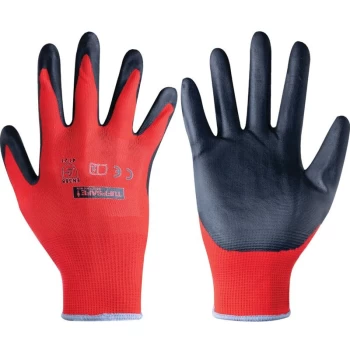 Palm-side Coated Red/Black Gloves - Size 8 - Tuffsafe