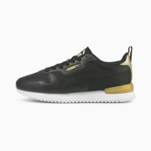 PUMA R78 Metallic Pop Womens Trainers, Black/Gold Size 4 Shoes