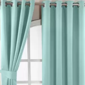 Homescapes - homecapes Pastel Blue Herringbone Chevron Blackout Thermal Curtains Pair Eyelet Style, 45x72'