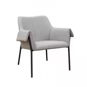 Liana lounge chair with Black metal frame - light grey