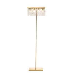 Wethersfield 50x15cm Rectangular Floor Lamp, 4 Light E14, Gold, Crystal