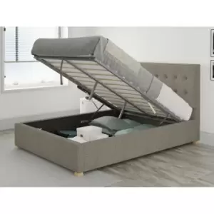 Presley Ottoman Upholstered Bed, Saxon Twill, Grey - Ottoman Bed Size Single (90x190)