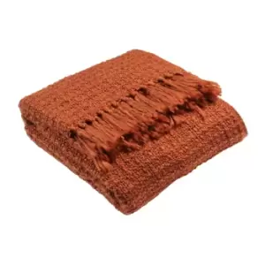 Paoletti Boden Fringed Throw Acrylic Burnt Orange