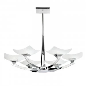 6 Light Semi Flush Multi Arm Ceiling Light Chrome, Savon Effect Glass, G9