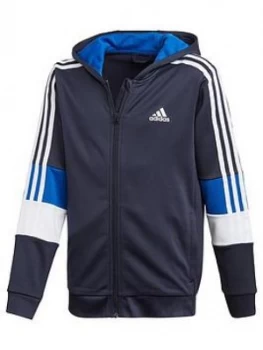 Adidas Boys Aeroready 3-Stripes Full Zip Hoodie - Navy