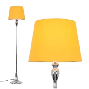 Faulkner Chrome Floor Lamp with Mustard Aspen Shade