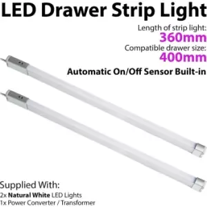 2x 400mm LED Drawer Strip Light AUTO ON/OFF PIR SENSOR Kitchen Cupboard Door