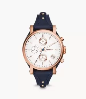 Fossil Women Original Boyfriend Chronograph Navy Leather Watch