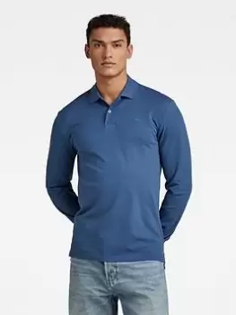 G-Star RAW G-star Dunda Long Sleeve Core Polo Shirt - Blue, Size S, Men