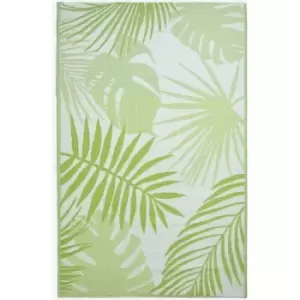 Homescapes - Green Tropical Leaf Pattern Reversible Outdoor Rug - Green