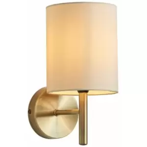 Dimmable LED Wall Light Antique Brass & Cream Shade Modern Lounge Lamp Lighting