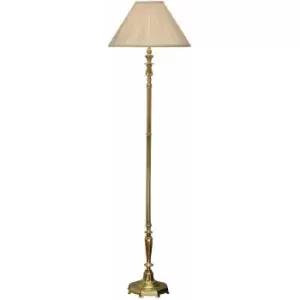 Loops - Luxury Traditional Floor Lamp Solid Brass & Beige Organza Pleat Shade 1.67m Tall