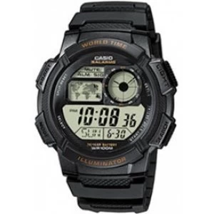 Digital World Time Illuminator Watch Black