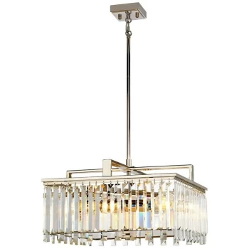 Aries - 4 Light Large Crystal Pendant Chandelier - Elstead