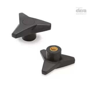 ELESA Soft Three-arm knob-VB.839/80 B-M12-Soft-C9 Black