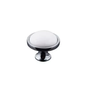 BQ White Chrome effect Classic Knob Furniture knob D34 mm