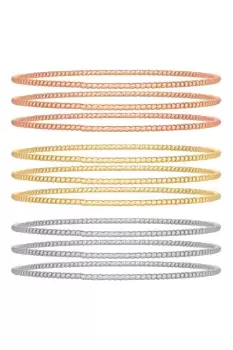 Tri Tone Diamond Cut Bangle Bracelets - Pack of 6