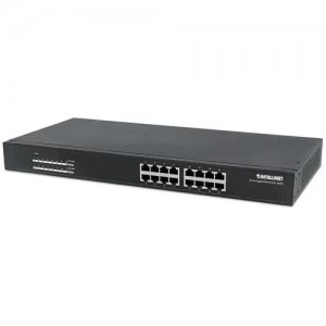 Intellinet 16-Port Gigabit Ethernet PoE+ Switch 16 x PoE ports IEEE 802.3at/af Power-over-Ethernet (PoE+/PoE) Endspan Rackmount (UK 3-pin plug)