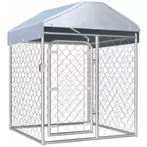 Vidaxl - Outdoor Dog Kennel with Roof 100x100x125cm Silver