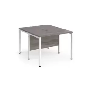 Maestro 25 back to back straight desks 1000mm x 1200mm - white bench leg frame and grey oak top