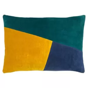 Morella Abstract Cushion Emerald/Ochre/Navy, Emerald/Ochre/Navy / 40 x 60cm / Polyester Filled