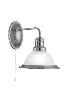 Bistro 1 Light Wall Light Satin Silver with Acid Glass Shade E27