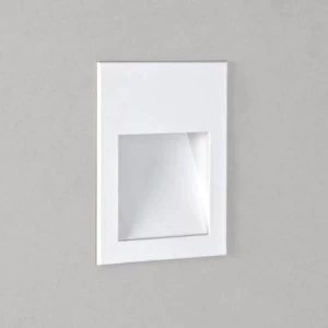 LED 1 Light Outdoor Recessed Square Marker Wall Light Matt White