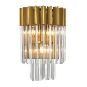 Luminosa Lighting - Wall Light 3 Light E14, Brass, Glass